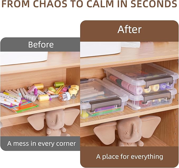 Citylife 3 PCS Plastic Storage Bins with Latching Lids Portable Project Case Clear File Box Stackable Storage Containers for Organizing B5 Paper, Photo, Document, Scrapbook