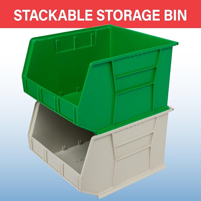 Akro-Mils 30270 AkroBins Plastic Storage Bins, 18"x16"x11", Blue, 3-Pack | Space-Saving Stackable Bins for Garage, Pantry, Craft Organization