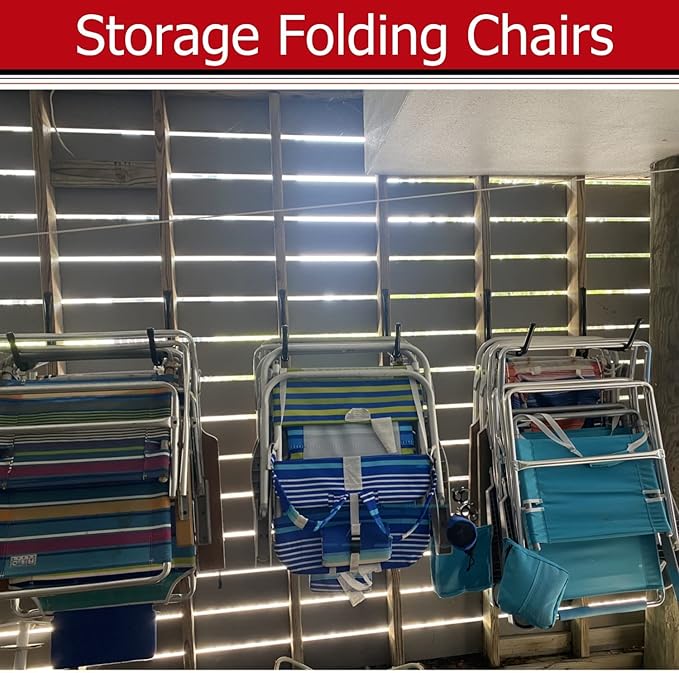 Heavy Duty Garage Storage Hooks, 12.4 Inch Ladder Storage Hanger, Wall Mount Utility Hook for Outdoor Indoor Organizer Folding Chairs, Bike, Tools, Water Pipes