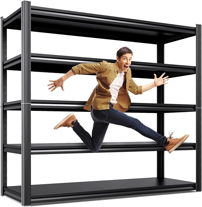 72''H Storage Shelves, 2500lbs Garage Shelving,Adjustable Heavy Duty Shelving Unit,5T Tall Garage Shelves，Metal Standing Shelf Units,Utility Rack For Kitchen Warehouse Industrial Basement 72*46*20