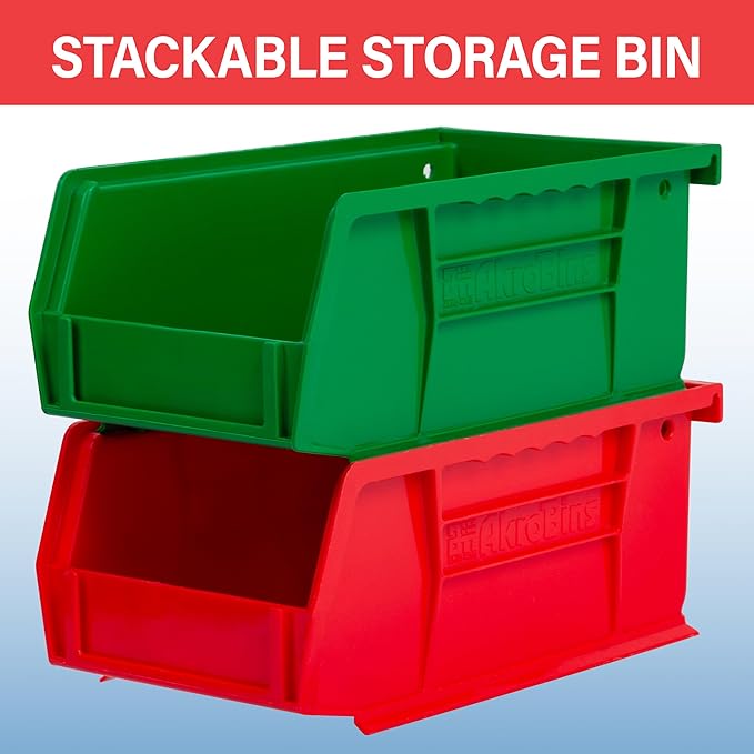 Akro-Mils 30220 AkroBins Plastic Storage Bins, 7"x4"x3", Yellow, 24-Pack | Space-Saving Stackable Bins for Garage, Pantry, Craft Organization