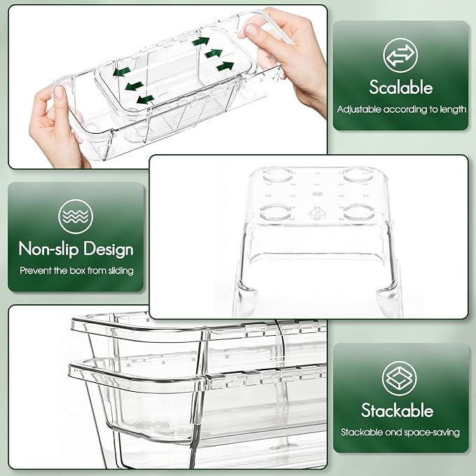 25-Piece Adjustable Clear Acrylic Organizer Set - 3-Size Drawer Storage Bins for Makeup, Kitchen, Bedroom, Desk & Craft Room | Multi-Purpose Home & Office Solution