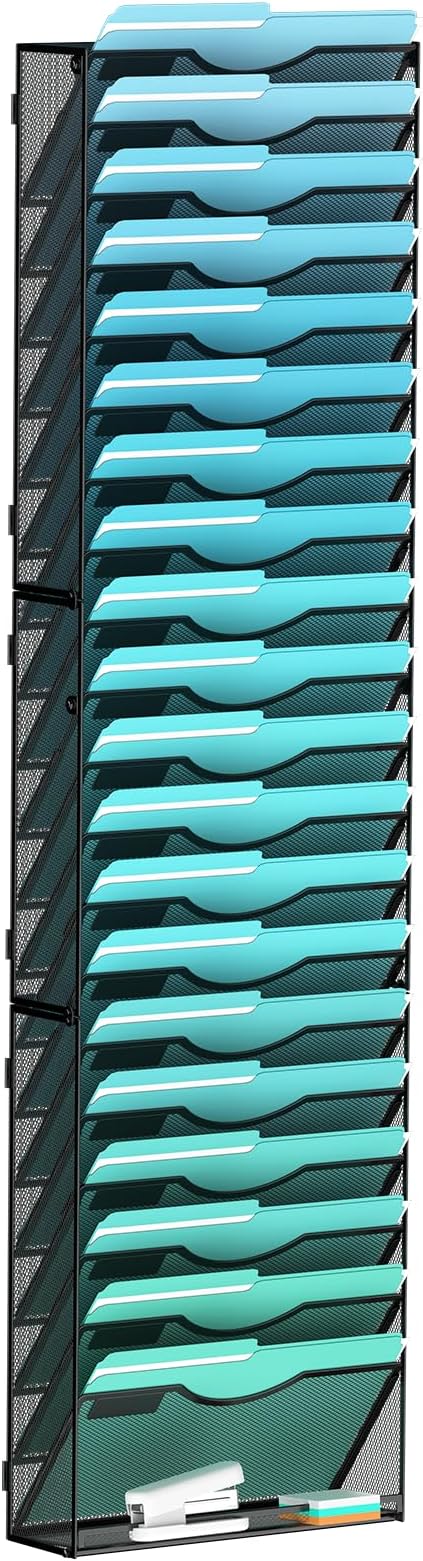 Gawerk 21-Tier Wall File Organizer Hanging Wall File Holder Wall Mount Paper Folder Organize