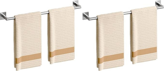 USHOWER Brushed Nickel Towel Bar, 24 Inch Towel Racks for Bathroom Wall Mounted, Heavy Duty Stainless Steel Towel Holder, Easy Installation (Total Length 26 Inch) (Pack of 2)