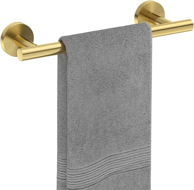 USHOWER Light Gold Hand Towel Bar, 9-Inch Towel Racks for Bathroom | Thicken SUS304 Stainless Steel Towel Rod, Towel Holder Wall-Mounted, Modern Home Decor (Total Length 11-Inch)