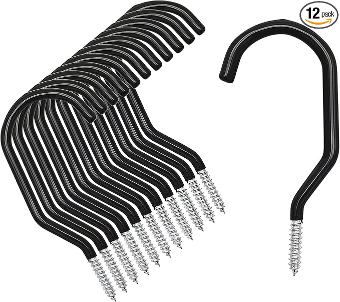 12PCS Heavy Duty Bike Storage Hooks Bicycle Wall Mounted Hooks Large Screw Hooks for Wall,Ceiling