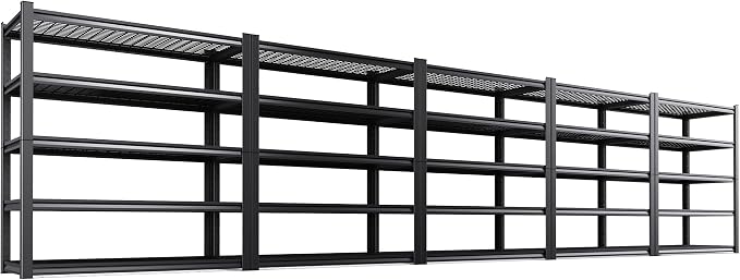 Set of 5 Heavy Duty Garage Shelving 5T Storage Shelves, Adjustable Metal Shelving Unit, Utility Garage Organizer Shelf for Basement, Pantry, Warehouse, Supermarket, 45.6" Wx17.7 Dx71.2 H
