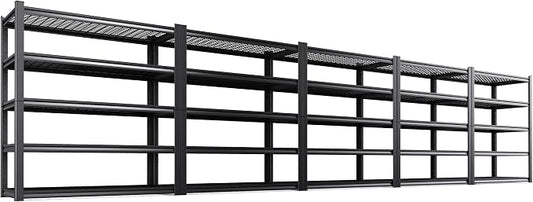 Set of 5 Heavy Duty Garage Shelving 5T Storage Shelves, Adjustable Metal Shelving Unit, Utility Garage Organizer Shelf for Basement, Pantry, Warehouse, Supermarket, 45.6" Wx17.7 Dx71.2 H