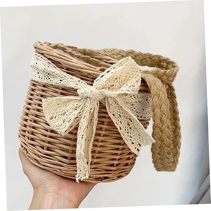 PRETYZOOM Woven Storage Basket Decorative Weaving Rustic Hand-woven Flower Basket for Weddings Picnics and Home Organization Lightweight and Multi-functional Design