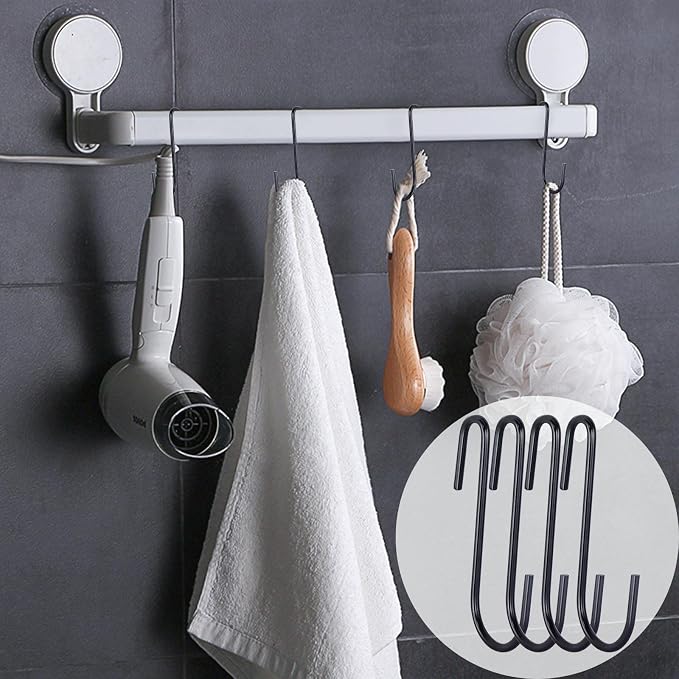 ESFUN 30 Pack Heavy Duty S Hooks 4 inch Black S Shaped Hooks Hanging Hangers Pan Pot Holder Rack Hooks for Kitchenware Spoons Pans Pots Utensils Clothes Bags Towels Plants
