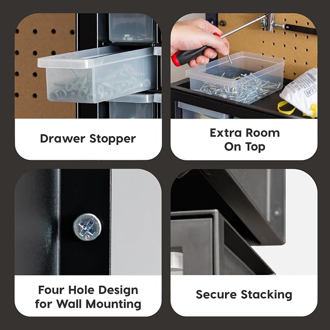 IRIS USA Plastic Storage Drawer Organizer, 10 Drawer Cabinet, 2 Pack, Black | Made in USA organizer stores hardware, beads, screws, classroom supplies, crafts, building bricks, and hobby items.