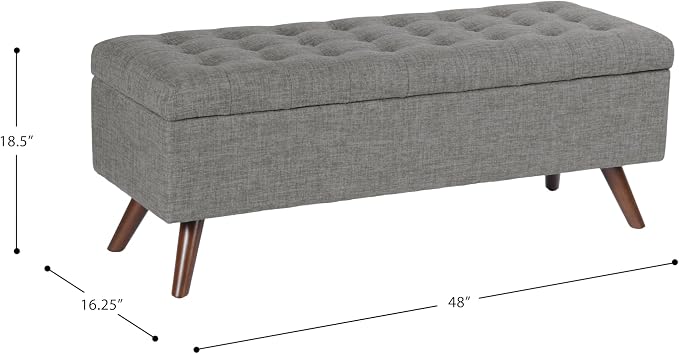HomePop 48" Modern Tufted Storage Bench - Medium Gray