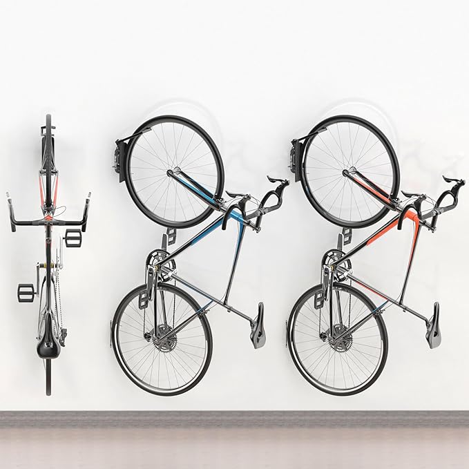 Swivel Bike Wall Mount, Vertical Bicycle Rack for Garage, Wall Mounted Bike Hanger Hook, Hanging Bike Storage Garage Organization, 4 Packs