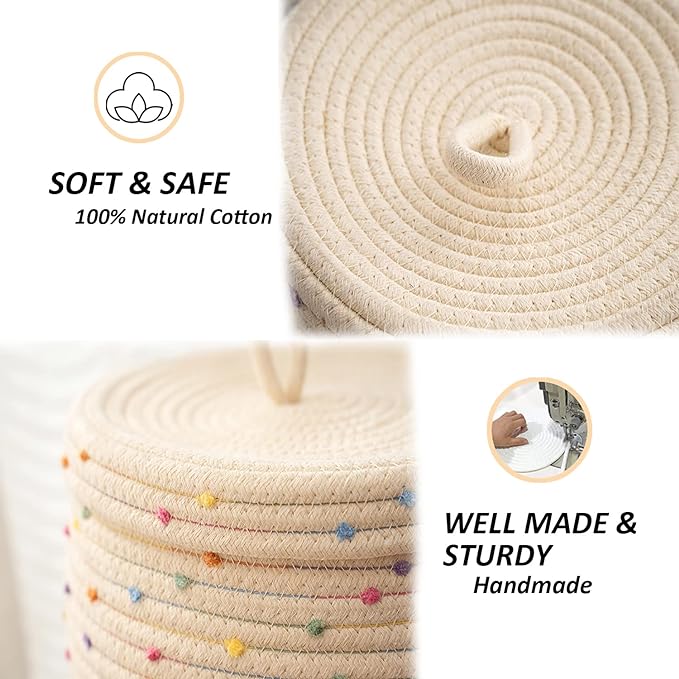 2pcs Small Basket, Cute Basket with Lid & Decorative Bin for Storage | small woven basket rope basket decorative basket gift basket