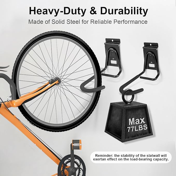 Slatwall Bike Hooks, Heavy Duty Bicycle Hangr with PVC Coating, Wall Mount Vertical Bicycle Storage Rack - 8 Pack