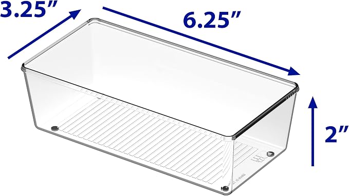 Simple Houseware Clear Desk Drawer Organizer, 3.25"x 6.25", 6 Packs | For Desk, Office, Bathroom, Makeup, and Craft Storage