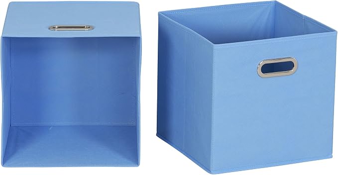 Household Essentials 6 ct Open Fabric Cube Storage Bins, Carolina Blue