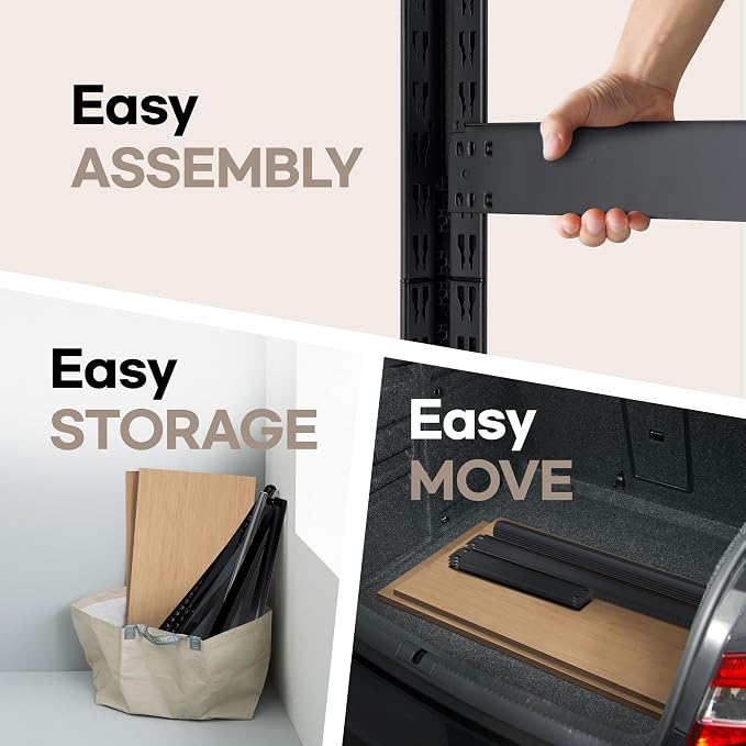 HOMEDANT House 24.4" W 5 Tier Heavy Duty Garage Shelving Adjustable Metal Rack Storage Shelves Standing Shelf Unit Organizers Pantry Closet Office Black 2Pack