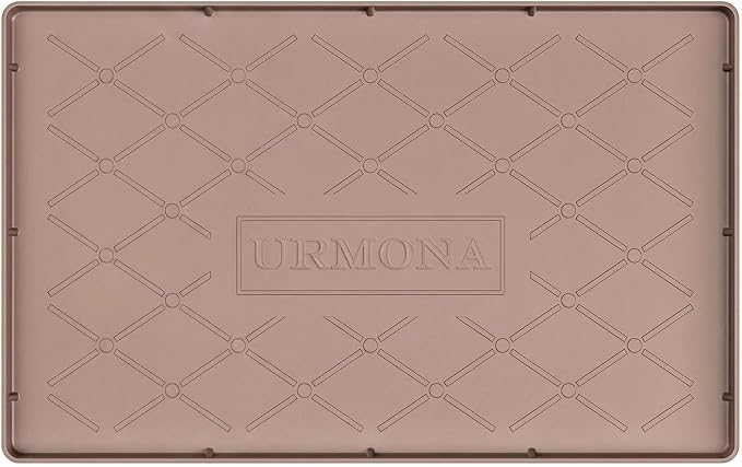 URMONA 16" x 10" Waterproof Silicone Mat in Multiple Sizes & Colors, Under Sink Mat for Kitchen & Bathroom, Pet Food Pad for Dogs & Cats, Kitchen Cabinet Liner, Multi-Purpose for Storage(Khaki)