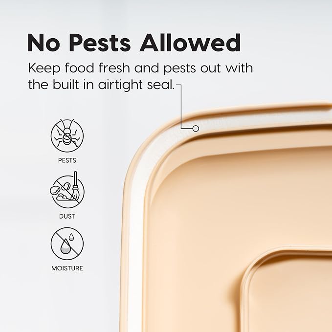 IRIS USA Dog Food Storage Container, Up to 22 lbs, Almond, Made in USA | Wheels for Mobility, Airtight Seal, BPA-Free, Best for Cat Food, Bird Seed, Chicken Feed, Pet Toys, Treats, Pellets