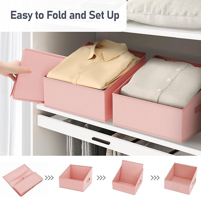 DIMJ Closet Storage Bins 12 Pack - Fabric Storage Baskets for Shelves, Collapsible Clothes Organizer with Handles, Trapezoid Shelf Organization Storage Cubes for Purse, Toys, Books, Towel, Clothes