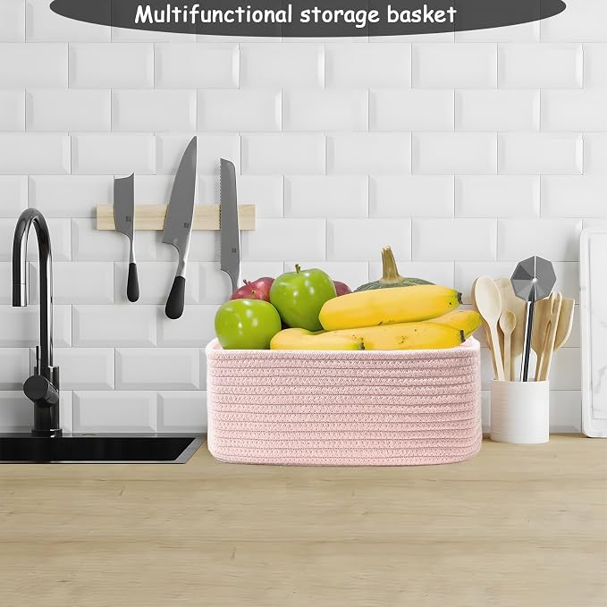 COMFY-HOMI 11.5"x7.5"x4.7" Storage Baskets for Organizing | Cotton Rope Woven Basket | Toy Storage Bin Box | Basket for Shelves, Closet Organizer Bin, Decorative Closet Shelf, 1 Pack