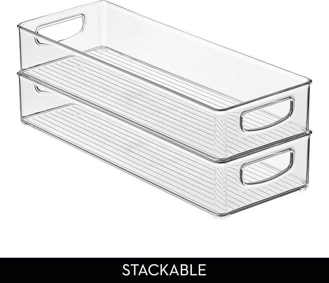iDesign Slim Extra Long Clear Storage Bin | Narrow, Stackable, Kitchen or Pantry Organizer