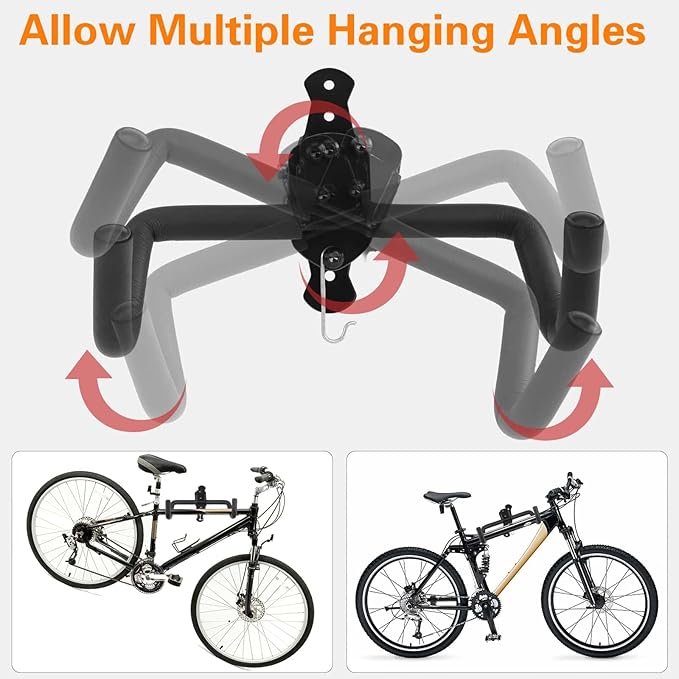 Cyfie Bike Wall Mount, Horizontal Garage Storage Bike Rack Hanger, Indoor Bicycle Holder Hook for Hanging Mountain Road Hybrid Bikes in Apartment Home