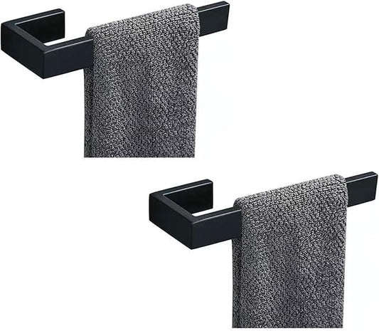 JOPOFI 2-Piece Hand Towel Holder, Towel Ring - Matte Black | Stainless Steel Towel Holder for Bathroom wall, 8" Rectangular Modern Design Hand Towel Bar, Contemporary Hand Towel Rack