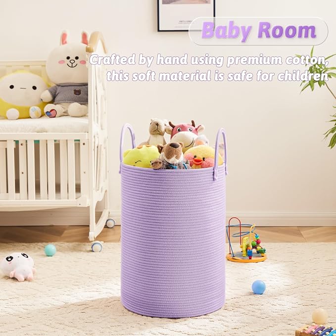Artfeel Laundry Basket,Woven Cotton Rope Laundry Hamper,60L for Decorative Storage of Dirty Clothes,Toys and Blankets in Bathroom,Baby Room and Living Room