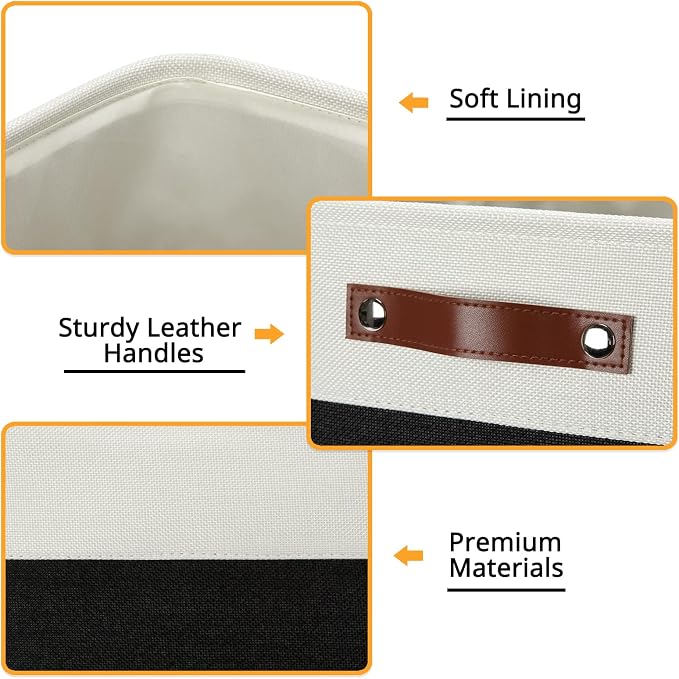DULLEMELO Storage Baskets, 13 Inch Cube Storage Bins for Shelves Closet Storage, Foldable Linen Closet Organizers Storage Baskets for Closet Storage (4 Pack - 13" White&Black)