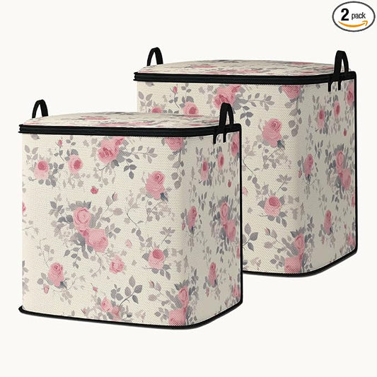 2pcs blanket storage bag for under bed,closet organizers 95L | clothing sweater sheet bedding comforter duvet quilt pillow toy storage bags with lids,dorm room essentials for containers