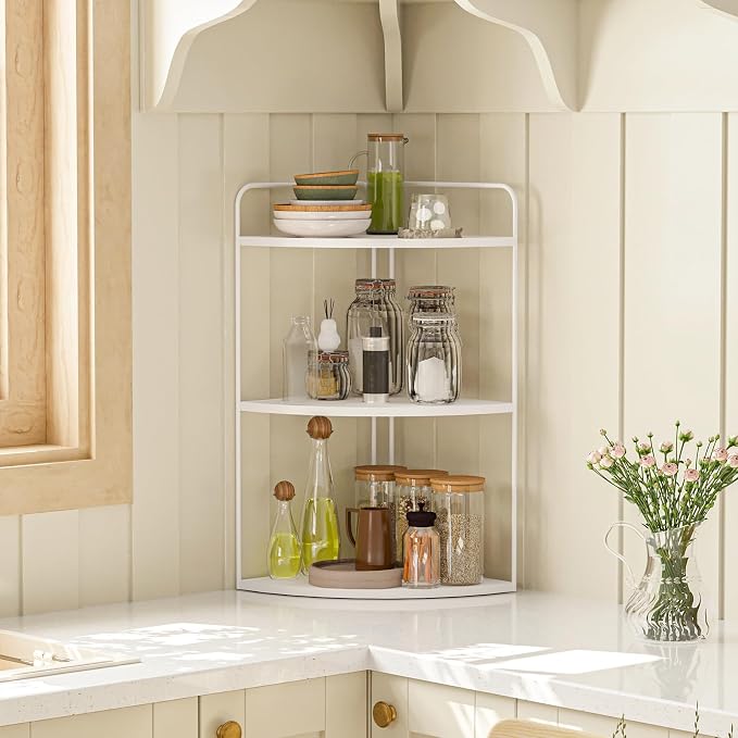 Bathroom Counter Organizer, Vanity & Makeup Countertop Organizer | Corner Bathroom Counter Organizer, Bathroom Sink Organizer, Bathroom Counter Shelf, Countertop Organizer, Corner Desk Shelf