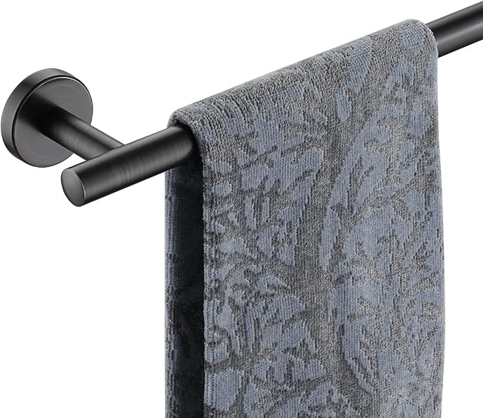 JQK Towel Bar Oil Rubbed Bronze, 19 Inch 304 Stainless Steel Thicken 0.8mm Towel Rack Bathroom, ORB Towel Holder Wall Mount, Useable Length 16 Inch TB110L16-ORB