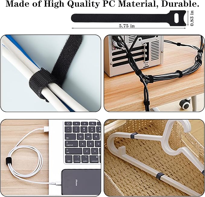 N NOROCME 192 PCS Cable Management Kit 4 Wire Organizer Sleeve | 11 Cable Holder,35Cord Clips 10+2 Roll Cable Organizer Straps,100 Fastening Cable Ties,for Computer TV Under Desk