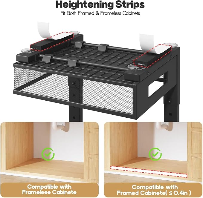 2 Packs 19IN Depth Under Sink Organizer, 2-Tier Pull Out Cabinet Organizer With Smooth Circular Rail, Large Capacity Metal Mesh Sliding Drawers For Bathroom& Kitchen Storage,Height Adjustable –Black