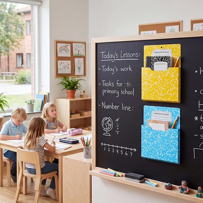 Gilprop 8 Pack Magnetic File Folder Holder for Whiteboard Classroom Storage | 10"x13"x1.2" Hanging Magnetic Wall File Organizer, Refrigerator Magazine Holder, for Mail Letters Paper Desk Office