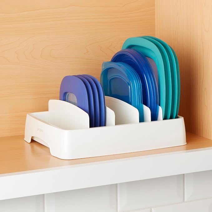 YouCopia StoraLid Adjustable Food Container Lid Organizer for Kitchen Cabinet Storage, Small, 2-Pack