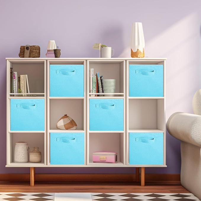 ShellKingdom Storage Bins, Foldable Fabric Storage Cubes And Cloth Storage | Storage Organizer For Closet And Toys, 10.5x10.5x11 INCH, 6 Pack (Light Blue)