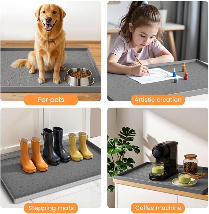 Jin&Bao Under Sink Mat 37" x 22" Waterproof Silicone Cabinet Kitchen Liner | Silicone under kitchen sink mat,cabinet protector,bathroom shelf liner,raised edge,anti-slip,easy to clean & dishwasher safe
