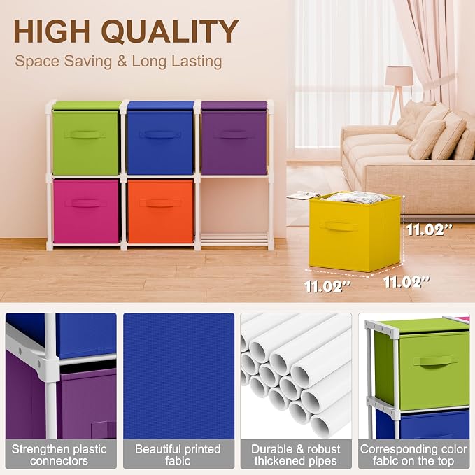 Briwooody 6 Cube Storage Organizer Storage Bins Shelf,Multicolor