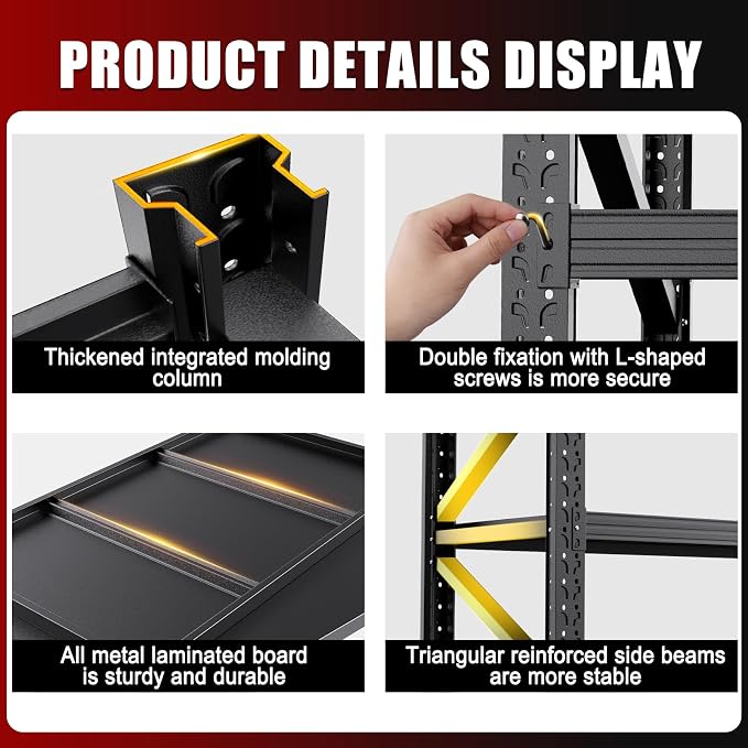 69" W Heavy Duty Metal Garage Shelving, 4-Tier Adjustable Storage Shelves for Garage Storage, Industrial Metal Shelving & Shelves Organizer for Warehouse, Workshop & Home, 69" Wx24 Dx64 H