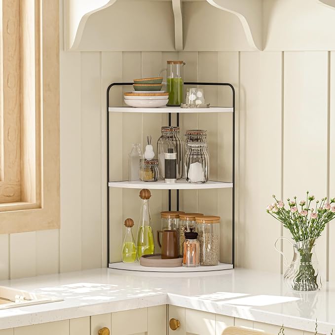 Bathroom Counter Organizer, Vanity & Makeup Countertop Organizer | Corner Bathroom Counter Organizer, Bathroom Sink Organizer, Bathroom Counter Shelf, Countertop Organizer, Corner Desk Shelf