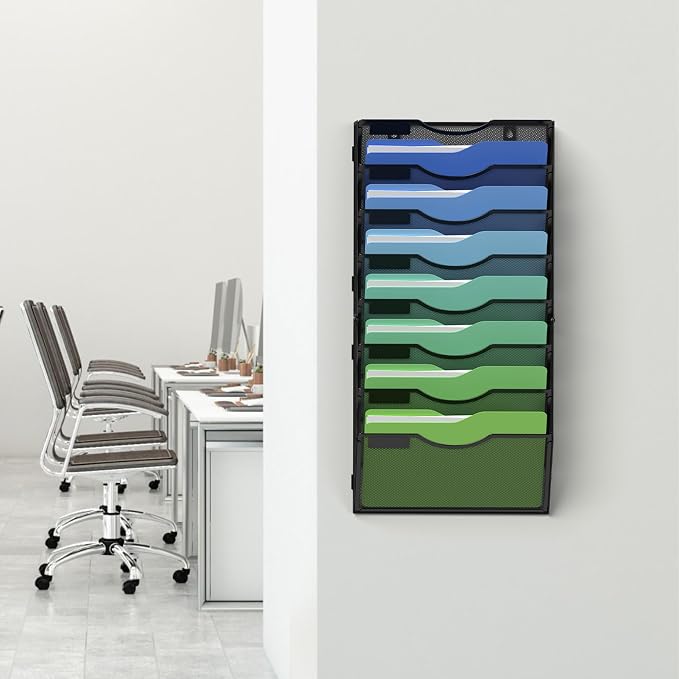 Kuntine.B Wall File Organizer Office Hanging Magazine Holder Wall File Organizer for Office Home