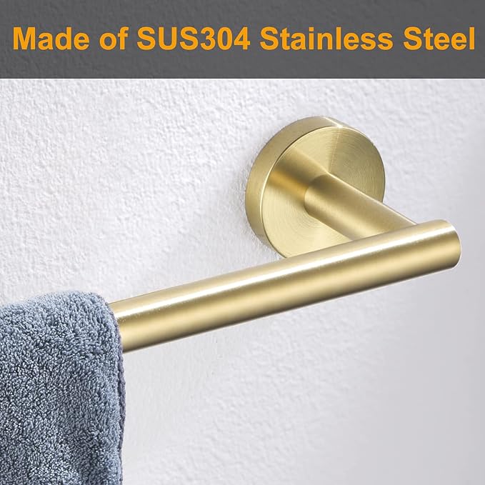 Nolimas Brushed Gold Bath Hand Towel Bar Single Bars Towel Rack Rod Classic Wall Mounted Stainless Steel Bathroom Towel Bar Toilet Kitchen Towel Shelf Single Layer,24inch
