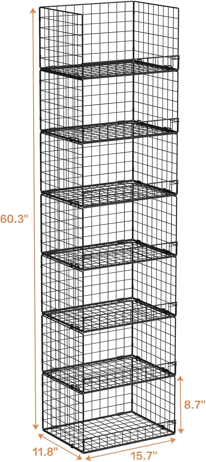 Yociyoga 7-Tier Stackable Closet Organizers and Storage Shelves, Foldable Closet Shelf Organizer System, Stackable Storage Bins Drawers for Closet Organizer System, Black（Patent No. 30022416）