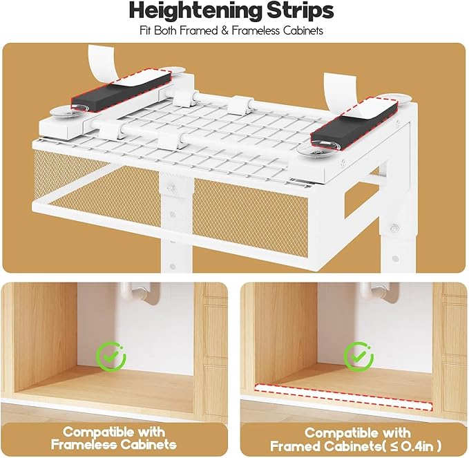 2 Packs 21IN Depth Under Sink Organizer, 2-Tier Pull Out Cabinet Organizer With Smooth Circular Rail, Large Capacity Metal Mesh Sliding Drawers For Bathroom& Kitchen Storage,Height Adjustable –White
