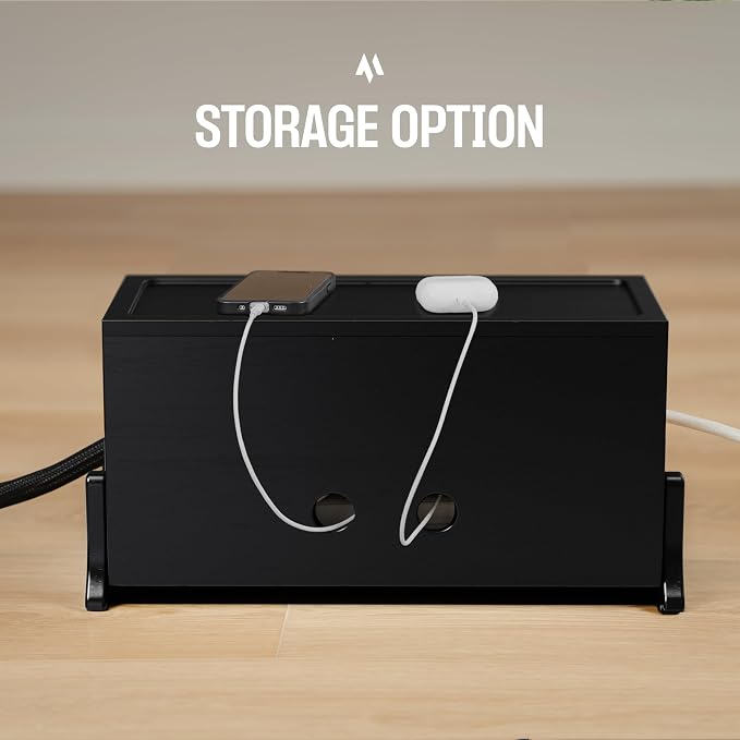 COREMINDED Extra Large Cable Management Box, Wood Cord Hider Box & Organizer for Power Strip, TV Wires & Desk Cable Storage