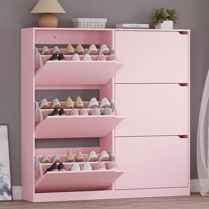 BORNOON Shoe Cabinet with 6 Flip Drawers, Slim Narrow Shoe Storage Cabinet, Freestanding Shoe Organizer for Entryway, Hallway, Foyer