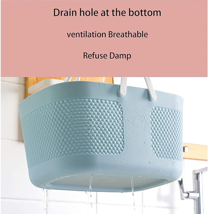Portable Plastic Shower Caddy Basket Organizer with Handles, Khakis | Large Capacity Storage Tote for Bathroom, College Dorm Essentials, Bath Toy Storage, Kitchen